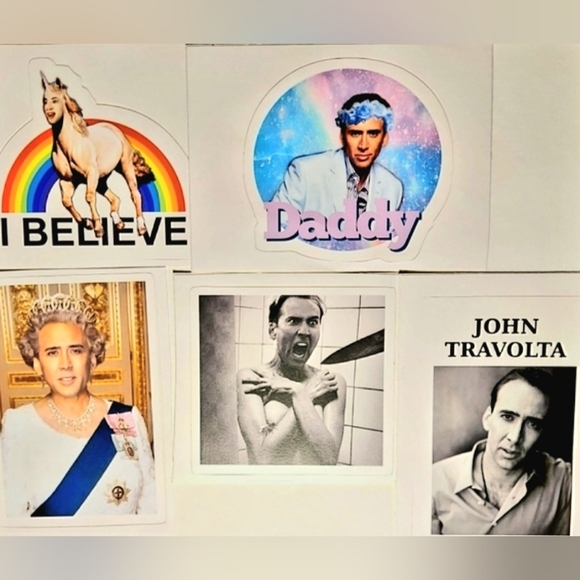 3for$19 5 Funny Nicolas Cage Memes Stickers great for Party Supplies or Gag Gift - Picture 2 of 13